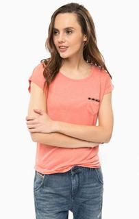 Футболка кораллового цвета с карманом Only