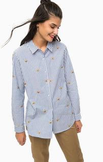 Хлопковая рубашка в полоску с вышивкой Scotch&Soda