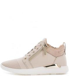 Высокие бежевые кеды на шнуровке и молниях Aldo