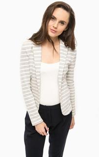 Серый хлопковый пиджак в полоску Only