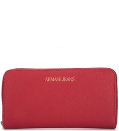 Красный кошелек на молнии Armani Jeans