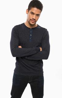 Синий джемпер с вырезом на пуговицах Scotch&Soda