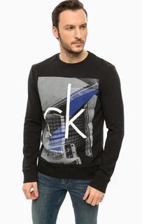 Черный свитшот с логотипом бренда Calvin Klein Jeans