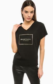 Черная хлопковая футболка с короткими рукавами Marciano Guess