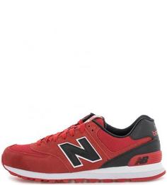 Красные замшевые кроссовки с текстильными вставками New Balance