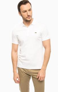 Белая хлопковая футболка поло Lacoste
