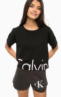 Хлопковая футболка с контрастным принтом Calvin Klein Jeans