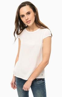 Белая блуза с короткими рукавами Mustang