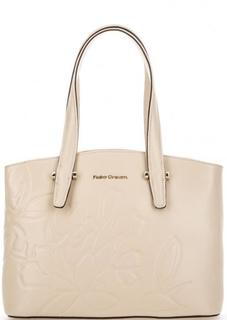 Бежевая кожаная сумка с тиснением Fiato Dream