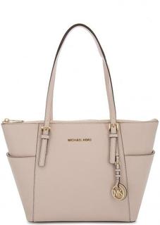 Розовая кожаная сумка с длинными ручками Michael Michael Kors