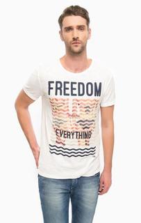 Белая футболка с принтом Tom Tailor Denim