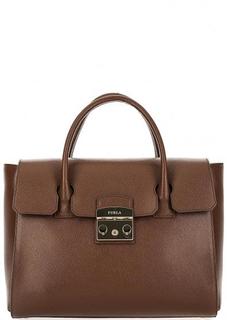 Кожаная сумка с короткими руками и дополнительным плечевым ремнем Furla