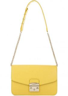 Кожаная сумка через плечо желтого цвета Furla