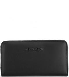 Черный кошелек с двумя отделами для купюр Armani Jeans