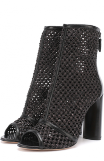 Кожаные плетеные ботильоны на устойчивом каблуке Casadei