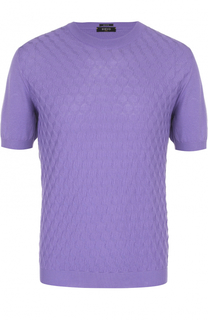 Хлопковый джемпер фактурной вязки с короткими рукавами Svevo