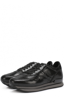 Кожаные кроссовки с тиснением Hogan