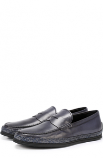 Кожаные мокасины с перемычкой и декоративной отделкой Tod’s Tods