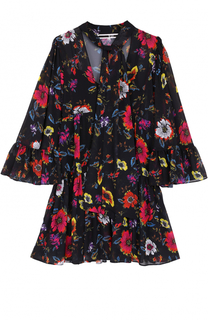 Мини-платье с цветочным принтом и воротником аскот MCQ