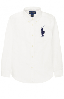Хлопковая рубашка с воротником button down и логотипом бренда Polo Ralph Lauren