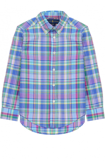 Хлопковая рубашка с воротником button down и принтом Polo Ralph Lauren