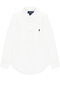 Льняная рубашка с воротником button down и логотипом бренда Polo Ralph Lauren