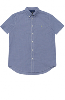 Хлопковая рубашка с воротником button down и коротким рукавом Polo Ralph Lauren