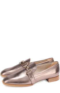 Лоферы из металлизировнной кожи с пряжкой Tod’s Tods