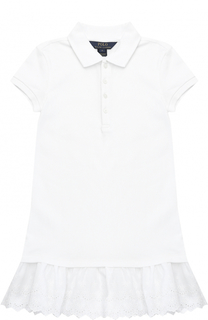 Платье из хлопка с оборкой Polo Ralph Lauren