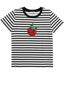 Хлопковая футболка в полоску с пайетками Dolce &amp; Gabbana