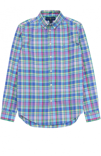 Хлопковая рубашка с воротником button down Polo Ralph Lauren