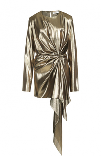 Мини-платье с металлизированной отделкой и драпировкой Saint Laurent