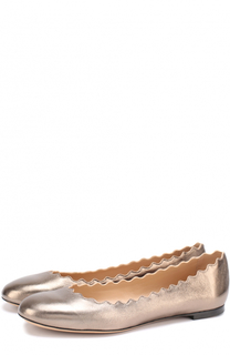 Балетки Lauren из металлизированной кожи с фигурным вырезом Chloé