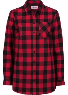 Длинная фланелевая рубашка (черный/красный) Bonprix
