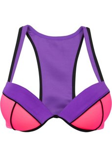 Купальный бюстгальтер, чашка E (черный/лиловый/ярко-розовый) Bonprix