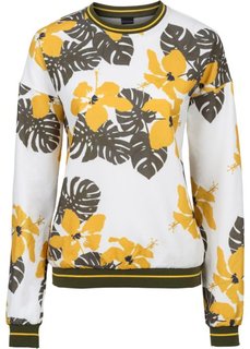 Блузка с эластичным поясом (цвет белой шерсти с рисунком) Bonprix