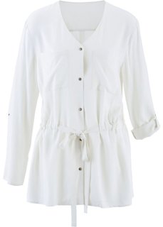 Блузка в стиле карго с длинным рукавом (цвет белой шерсти) Bonprix