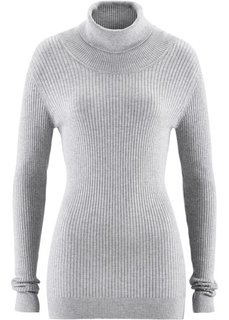 Пуловер с высоким воротом (светло-серый меланж) Bonprix