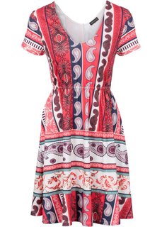 Платье из плотного трикотажа (красный/кремовый с узором) Bonprix