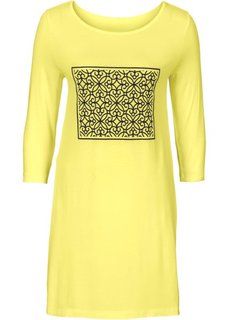 Удлиненная футболка (лимонный с рисунком) Bonprix