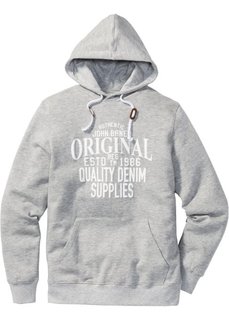 Свитшот Regular Fit с капюшоном и принтом (светло-серый меланж) Bonprix