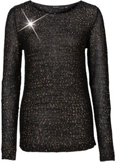 Пуловер с пайетками (черный/золотистый) Bonprix