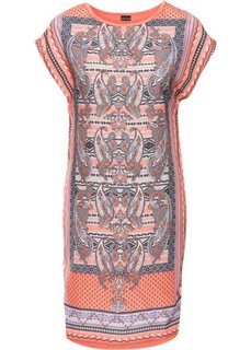Платье-блузон в стиле бохо (мандариновый с принтом) Bonprix