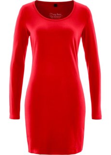 Трикотажное платье стретч с длинным рукавом (красный) Bonprix