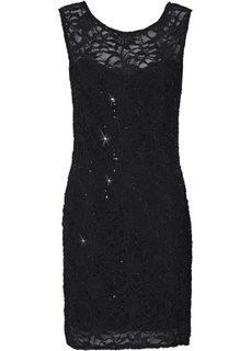 Кружевное платье на чехле (черный) Bonprix