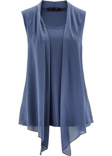 Топ с шифоном (индиго) Bonprix
