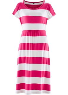 Трикотажное платье в двухцветную полоску (ярко-розовый/белый в полоску) Bonprix