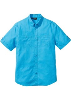 Рубашка Regular Fit из льна и хлопка (бирюзовый) Bonprix