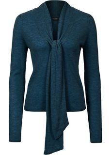 Пуловер с бантом (серо-синий меланж) Bonprix