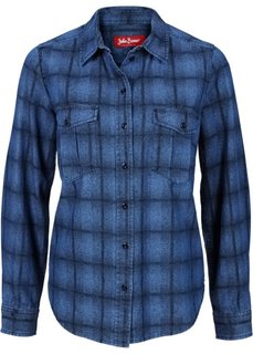 Джинсовая рубашка с принтом и длинным рукавом (синий) Bonprix